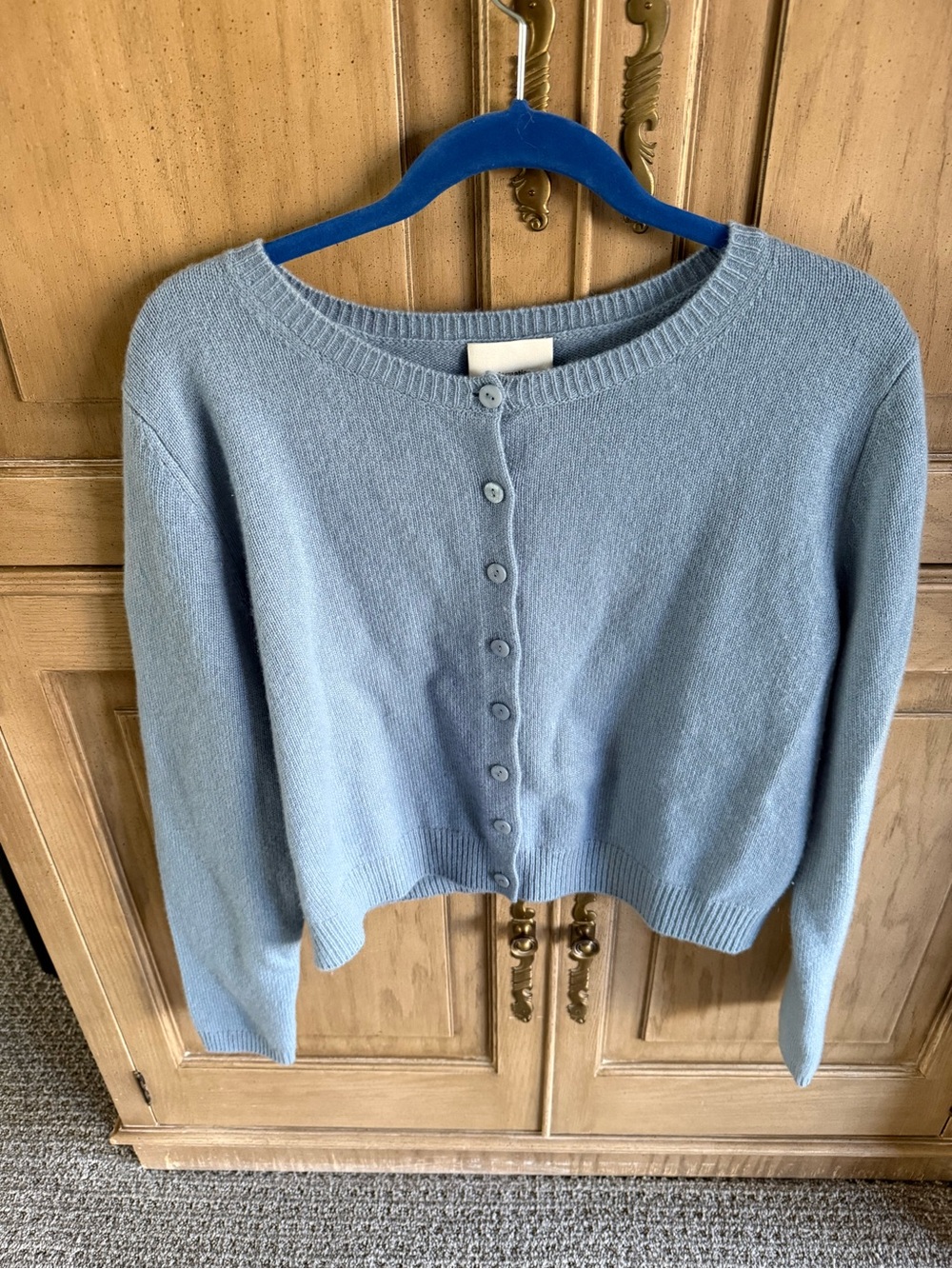 Reformation Powder Blue Cashmere Button-Front Cardigan